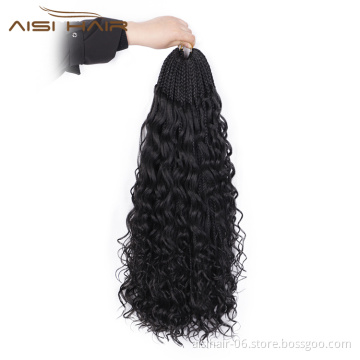 Aisi Hair Goddess Faux Locs Black Color Crochet Braids Hair Extensions Synthetic Faux Locks Braids Hairpieces For Black Women